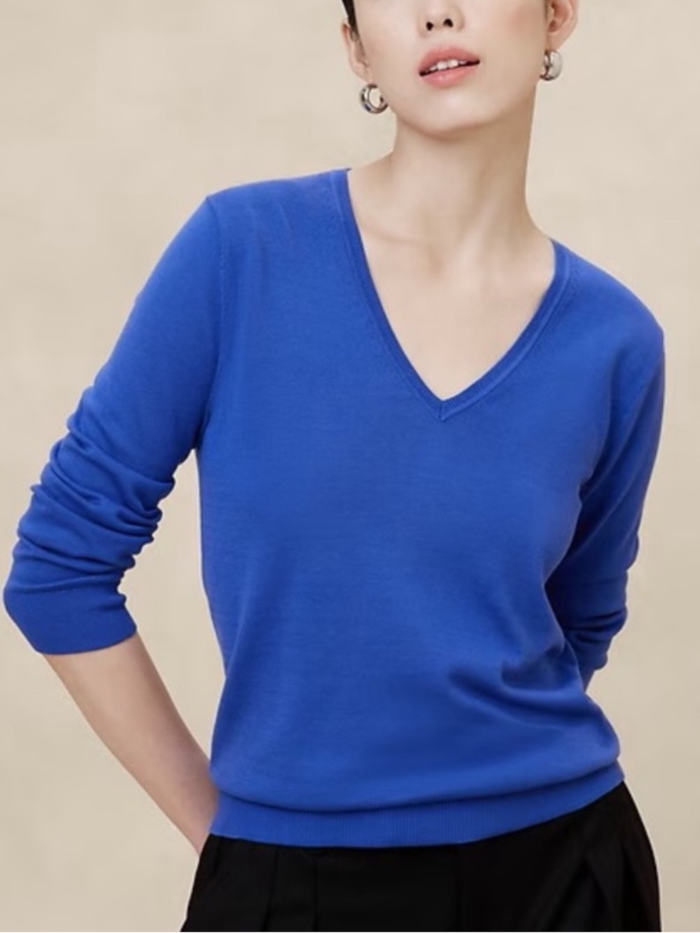 Banana Republic Factory Royal Blue Forever V-Neck Sweater